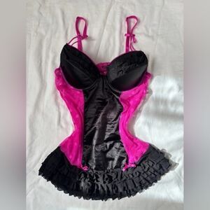 Elegant Black and Pink Bustier